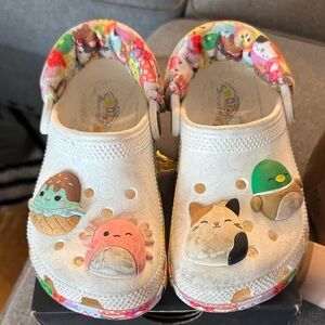 CROCS Kids White Slippers with Fun Charms